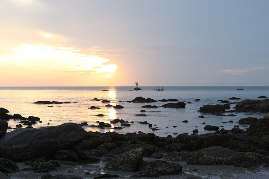 huahin, beach, sunrise
